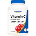 Nutricost Vitamin C with Rose Hips 1025mg, 240 Capsules - Vitamin C 1,000mg, Rose Hips 25mg, Premium, Non-GMO, Gluten Free Supplement