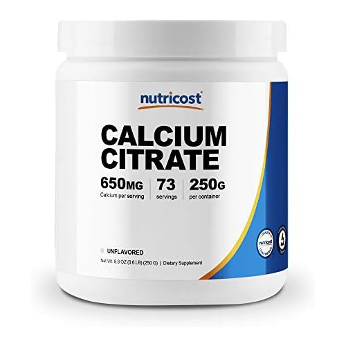  Nutricost Calcium Citrate Powder (500 Grams) (Unflavored) - Pure Calcium Citrate, No Fillers, Gluten Free (1.1lbs)