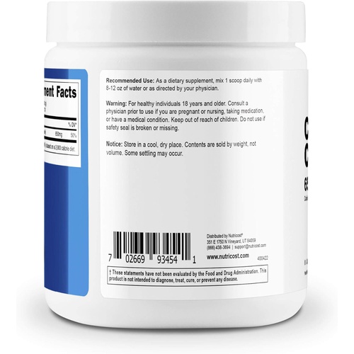  Nutricost Calcium Citrate Powder (500 Grams) (Unflavored) - Pure Calcium Citrate, No Fillers, Gluten Free (1.1lbs)