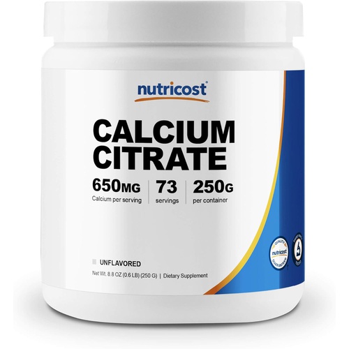  Nutricost Calcium Citrate Powder (500 Grams) (Unflavored) - Pure Calcium Citrate, No Fillers, Gluten Free (1.1lbs)