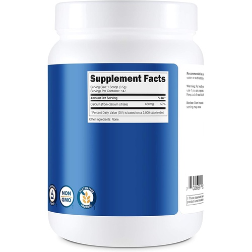  Nutricost Calcium Citrate Powder (500 Grams) (Unflavored) - Pure Calcium Citrate, No Fillers, Gluten Free (1.1lbs)