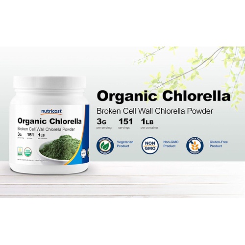  Nutricost Organic Chlorella Powder 16oz (1LB) - 3g Per Serving