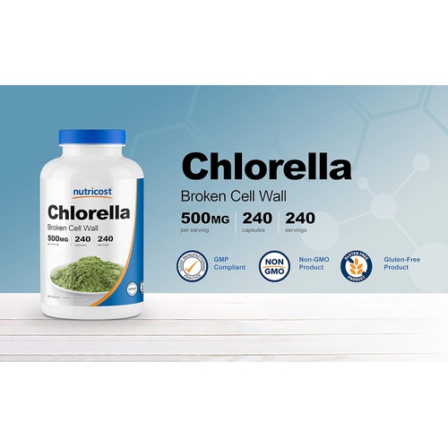  Nutricost Chlorella Capsules 500mg, 240 Vegetarian Capsules - Non-GMO and Gluten Free