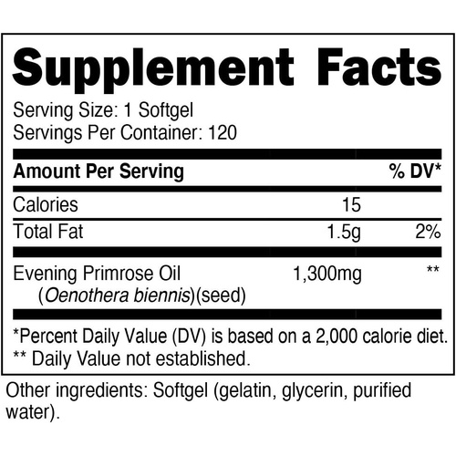  Nutricost Evening Primrose Oil 1,300mg, 120 Softgels - Cold Pressed, Non-GMO, Gluten Free, 120 Servings