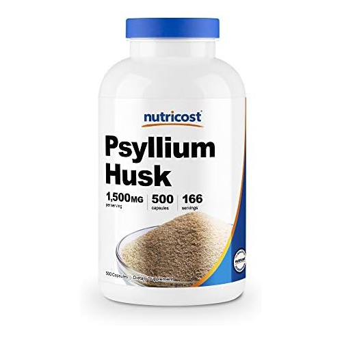  Nutricost Psyllium Husk 1500mg Per Serving, 500 Capsules - Non-GMO & Gluten Free