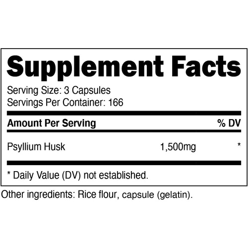  Nutricost Psyllium Husk 1500mg Per Serving, 500 Capsules - Non-GMO & Gluten Free