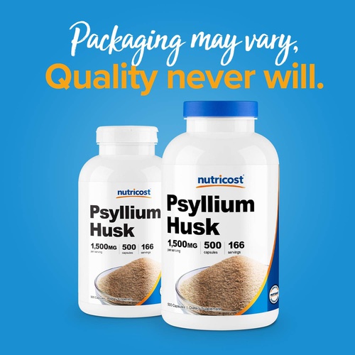  Nutricost Psyllium Husk 1500mg Per Serving, 500 Capsules - Non-GMO & Gluten Free