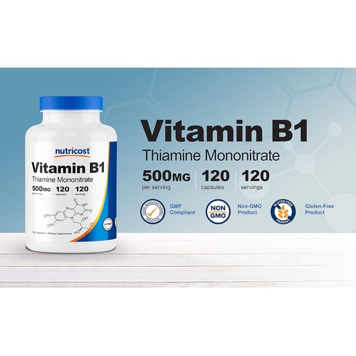  Nutricost Vitamin B1 (Thiamine) 500mg, 120 Capsules