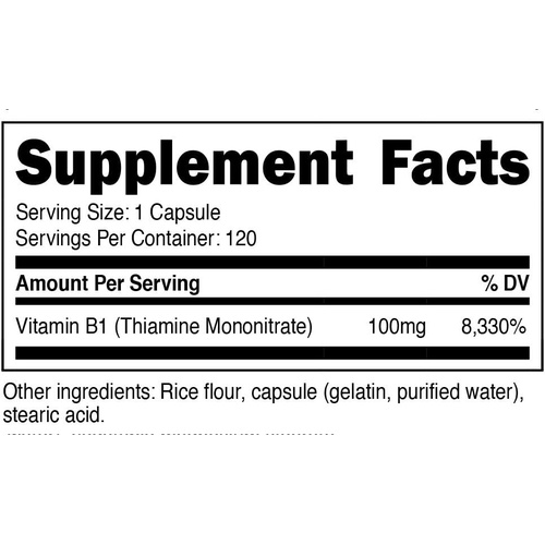  Nutricost Vitamin B1 (Thiamine) 100mg, 120 Capsules - Gluten Free and Non-GMO