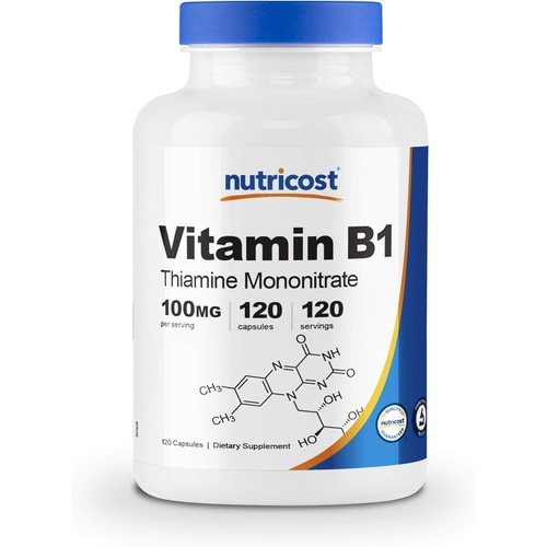  Nutricost Vitamin B1 (Thiamine) 100mg, 120 Capsules - Gluten Free and Non-GMO