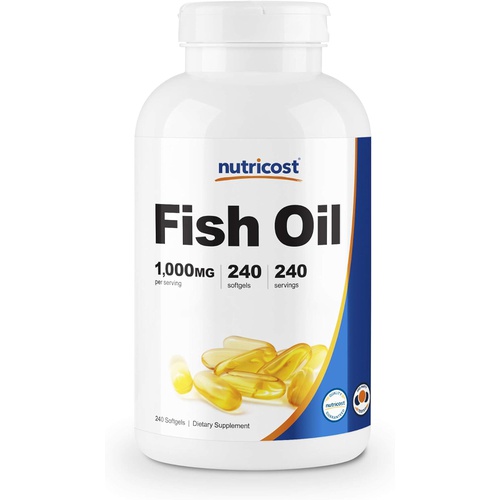  Nutricost Fish Oil Omega 3 Softgels with EPA & DHA (1000mg of Fish Oil, 560mg of Omega-3), 240 Softgels, Non-GMO, Gluten Free.