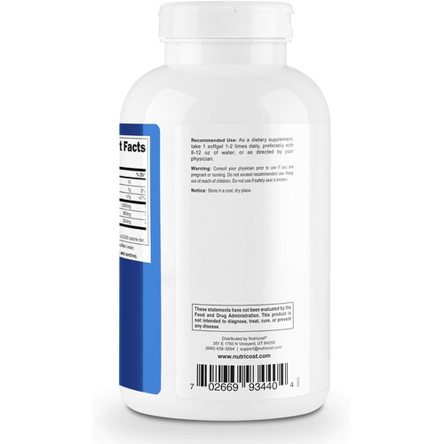  Nutricost Fish Oil Omega 3 Softgels with EPA & DHA (1000mg of Fish Oil, 560mg of Omega-3), 240 Softgels, Non-GMO, Gluten Free.