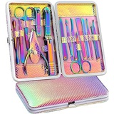 OCTTN Manicure Set for Women 16 Pcs Rainbow Manicure Kits, Professional Nail Clippers Kit Tools for Women Girls, Grooming Kit for Travel or Home, Pedicure Kit