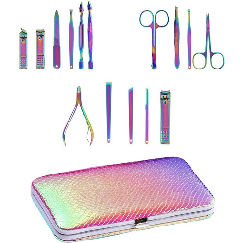  OCTTN Manicure Set for Women 16 Pcs Rainbow Manicure Kits, Professional Nail Clippers Kit Tools for Women Girls, Grooming Kit for Travel or Home, Pedicure Kit