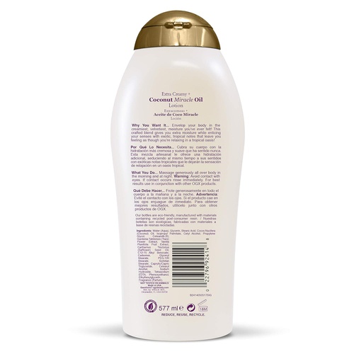  OGX Extra Creamy + Coconut Miracle Oil Ultra Moisture Body Wash, 19.5 Fl Oz