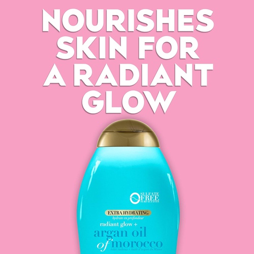  OGX Radiant Glow + Argan Oil of Morocco Extra Hydrating Body Wash for Dry Skin, Moisturizing Gel Body Cleanser for Silky Soft Skin, Paraben-Free, Sulfate-Free Surfactants, 19.5 oz