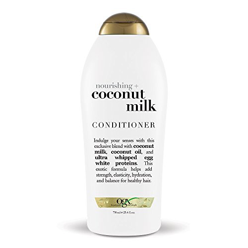  OGX Nourishing + Coconut Milk Moisturizing Conditioner for Strong & Healthy Hair, with Coconut Milk, Coconut Oil & Egg White Protein, Paraben-Free, Sulfate-Free Surfactants, 25.4 f