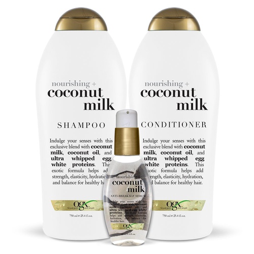  OGX Nourishing + Coconut Milk Moisturizing Conditioner for Strong & Healthy Hair, with Coconut Milk, Coconut Oil & Egg White Protein, Paraben-Free, Sulfate-Free Surfactants, 25.4 f