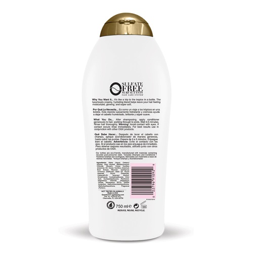  OGX Nourishing + Coconut Milk Moisturizing Conditioner for Strong & Healthy Hair, with Coconut Milk, Coconut Oil & Egg White Protein, Paraben-Free, Sulfate-Free Surfactants, 25.4 f