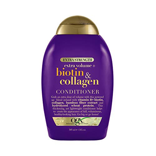  OGX Thick & Full + Biotin & Collagen Extra Strength Volumizing Conditioner with Vitamin B7 & Hydrolyzed Wheat Protein for Fine Hair. Sulfate-Free Surfactants for Thicker, Fuller Ha