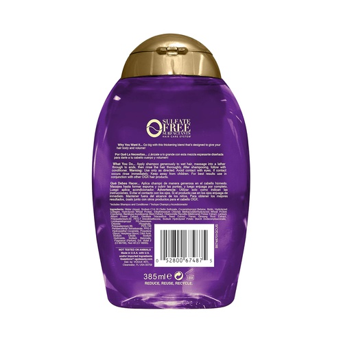  OGX Thick & Full + Biotin & Collagen Extra Strength Volumizing Conditioner with Vitamin B7 & Hydrolyzed Wheat Protein for Fine Hair. Sulfate-Free Surfactants for Thicker, Fuller Ha