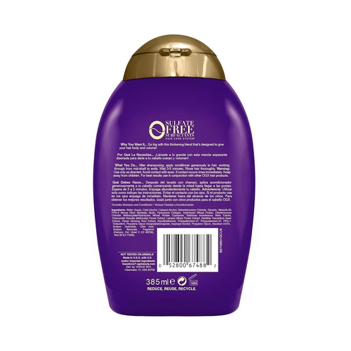  OGX Thick & Full + Biotin & Collagen Extra Strength Volumizing Conditioner with Vitamin B7 & Hydrolyzed Wheat Protein for Fine Hair. Sulfate-Free Surfactants for Thicker, Fuller Ha