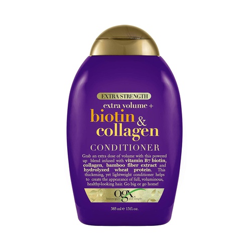  OGX Thick & Full + Biotin & Collagen Extra Strength Volumizing Conditioner with Vitamin B7 & Hydrolyzed Wheat Protein for Fine Hair. Sulfate-Free Surfactants for Thicker, Fuller Ha