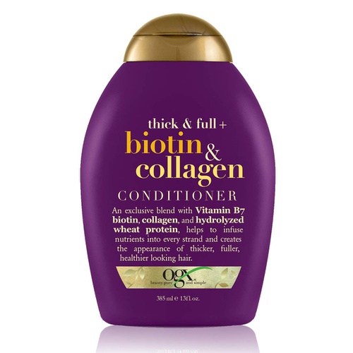  OGX Thick & Full + Biotin & Collagen Volumizing Conditioner for Thin Hair, with Vitamin B7 & Hydrolyzed Wheat Protein, Paraben-Free, Sulfate-Free Surfactants, 13 fl oz