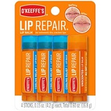 OKeeffes Lip Repair Lip Balm for Dry, Cracked Lips, Stick (Pack of 4: 3 Cooling + 1 Unscented)