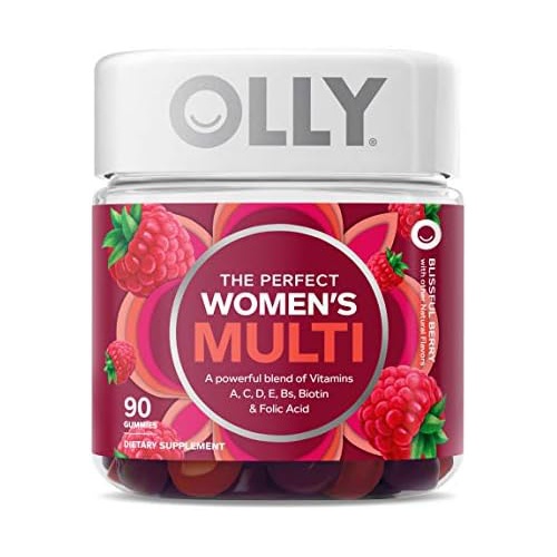  OLLY Womens Multivitamin Gummy, Overall Health and Immune Support, Vitamins A, D, C, E, Biotin, Folic Acid, Adult Chewable Vitamin, Berry, 45 Day Supply - 90 Count (Pack of 1)