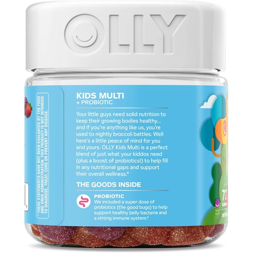  OLLY Kids Multivitamin + Probiotic Gummy, Digestive and Immune Support, Vitamins A, D, C, E, B, Zinc, Chewable Supplement, Berry, 35 Day Supply - 70 Count