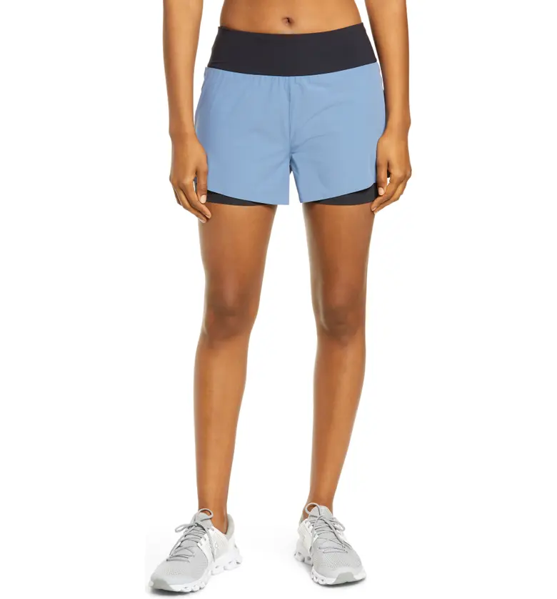 On Womens Running Shorts_CERULEAN/BLACK