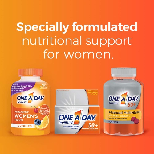  One A Day Women’s 50+ Gummies Advanced Multivitamin with Brain Support, Super 8 B vitamin complex, 110 Count