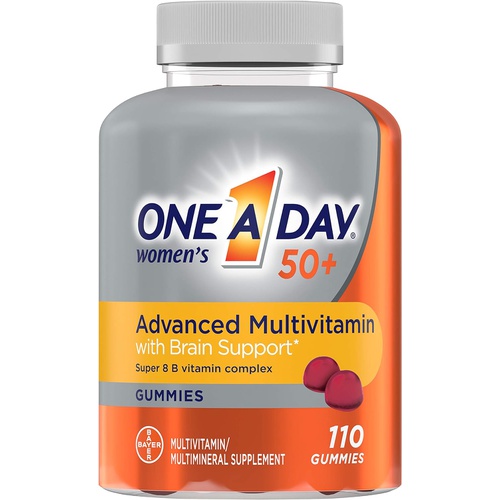  One A Day Women’s 50+ Gummies Advanced Multivitamin with Brain Support, Super 8 B vitamin complex, 110 Count