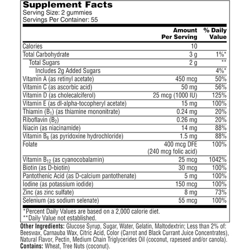  One A Day Women’s 50+ Gummies Advanced Multivitamin with Brain Support, Super 8 B vitamin complex, 110 Count