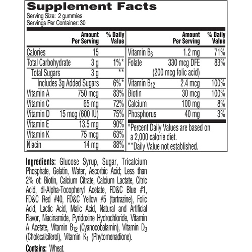  One A Day Teen for Her Multivitamin Gummies, Supplement with Vitamin A/C/D/E and Zinc for Immune Health Support* & more, 60 Count