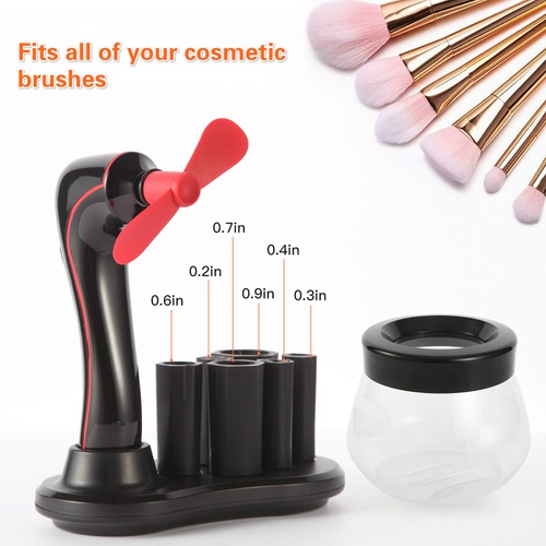  ONFAON Electric Makeup Brush Cleaner Kit, Portable USB Automatic Brush Dryer Spinner Machine, Mini Handhold Powerful Fan & Premium Makeup Brush Clean Tool Set with 3 Adjustable Speeds (Bl