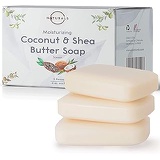 O Naturals 3 Piece Moisturizing Organic Coconut Oil, Shea Butter Bar Soaps. Softens, Nourishes Dry Skin & Sensitive Skin. Face, Hands & Body Soap. Made in USA. Triple Milled, Vegan