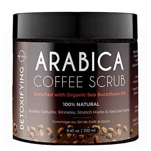  O Naturals Anti-Cellulite Exfoliating Organic Coffee Arabica, Dead Sea Salt Scrub. For Face Body & Legs. Best Acne, Eczema Stretch Marks Wrinkles & Varicose Veins. Boosts Circulati