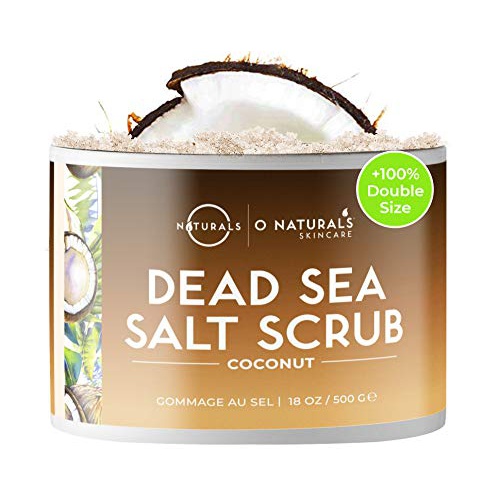  O Naturals Ultra Hydrating Exfoliating Coconut Oil Dead Sea Salt Body Face & Foot Scrub Skin Smoothing Anti Cellulite Fights Acne Stretch Mark Ingrown Hair Dead Skin Remover For Wo