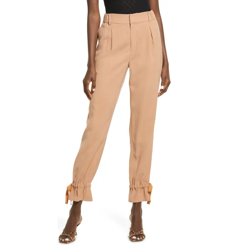 Open Edit Tie Cuff Casual Pants_TAN MOCHA