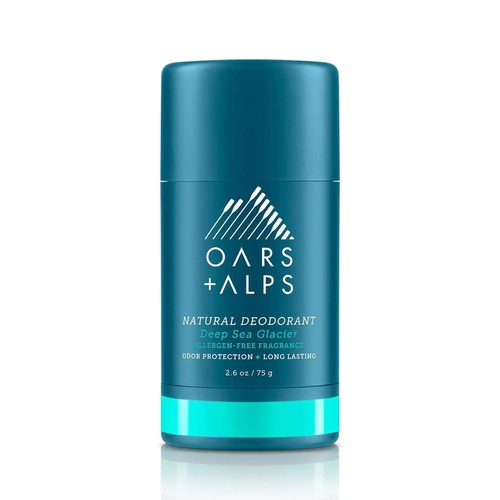  Oars + Alps Natural Deodorant for Men and Women, Aluminum Free and Alcohol Free, Vegan and Gluten Free, Deep Sea Glacier, 1 Pack, 2.6 Oz