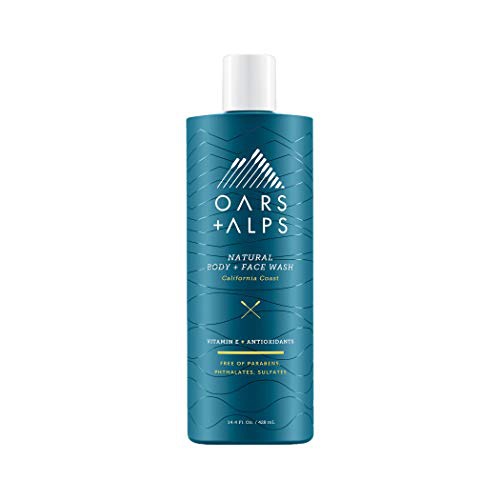  Oars + Alps Mens Body Wash, Natural Skin Care, Hydrates with Aloe Vera and Jojoba Oil, Vegan and Gluten Free