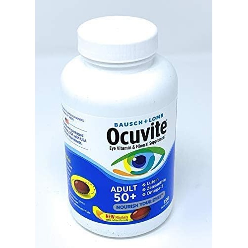  Ocuvite Adult 50+ Vitamin & Mineral Supplement with Lutein, Zeaxanthin, and Omega-3, Soft Gels