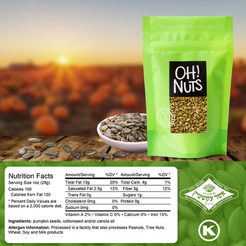  Pumpkin Seeds Roasted Unsalted, Pepitas Roasted Unsalted Great for Healthy Snacking or Salad Toppings No Shell 2 Pounds in a Resealable Bag - Oh! Nuts