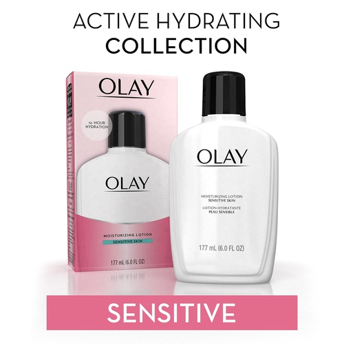  Face Moisturizer by Olay, 12-Hour Hydration with Aloe, Moisturizing Facial Lotion for Sensitive Skin - 6 Oz (Pack of 3) Packaging may Vary