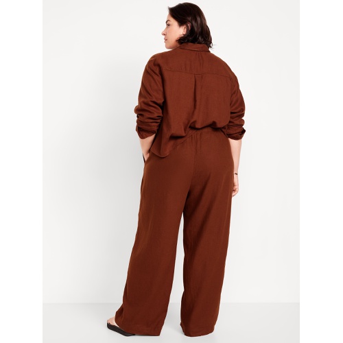 올드네이비 Oldnavy High-Waisted Linen-Blend Super Wide-Leg Pants