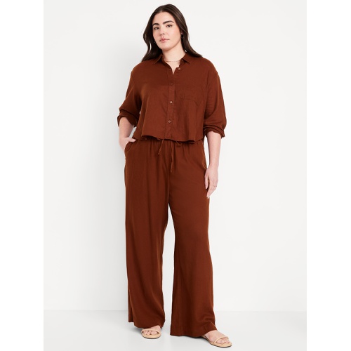 올드네이비 Oldnavy High-Waisted Linen-Blend Super Wide-Leg Pants