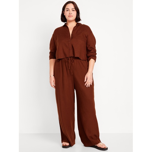 올드네이비 Oldnavy High-Waisted Linen-Blend Super Wide-Leg Pants