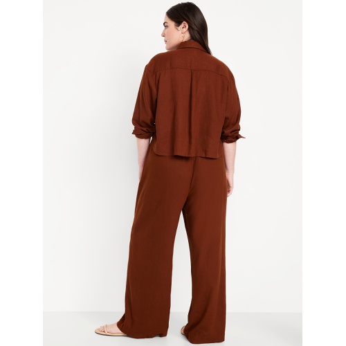 올드네이비 Oldnavy High-Waisted Linen-Blend Super Wide-Leg Pants